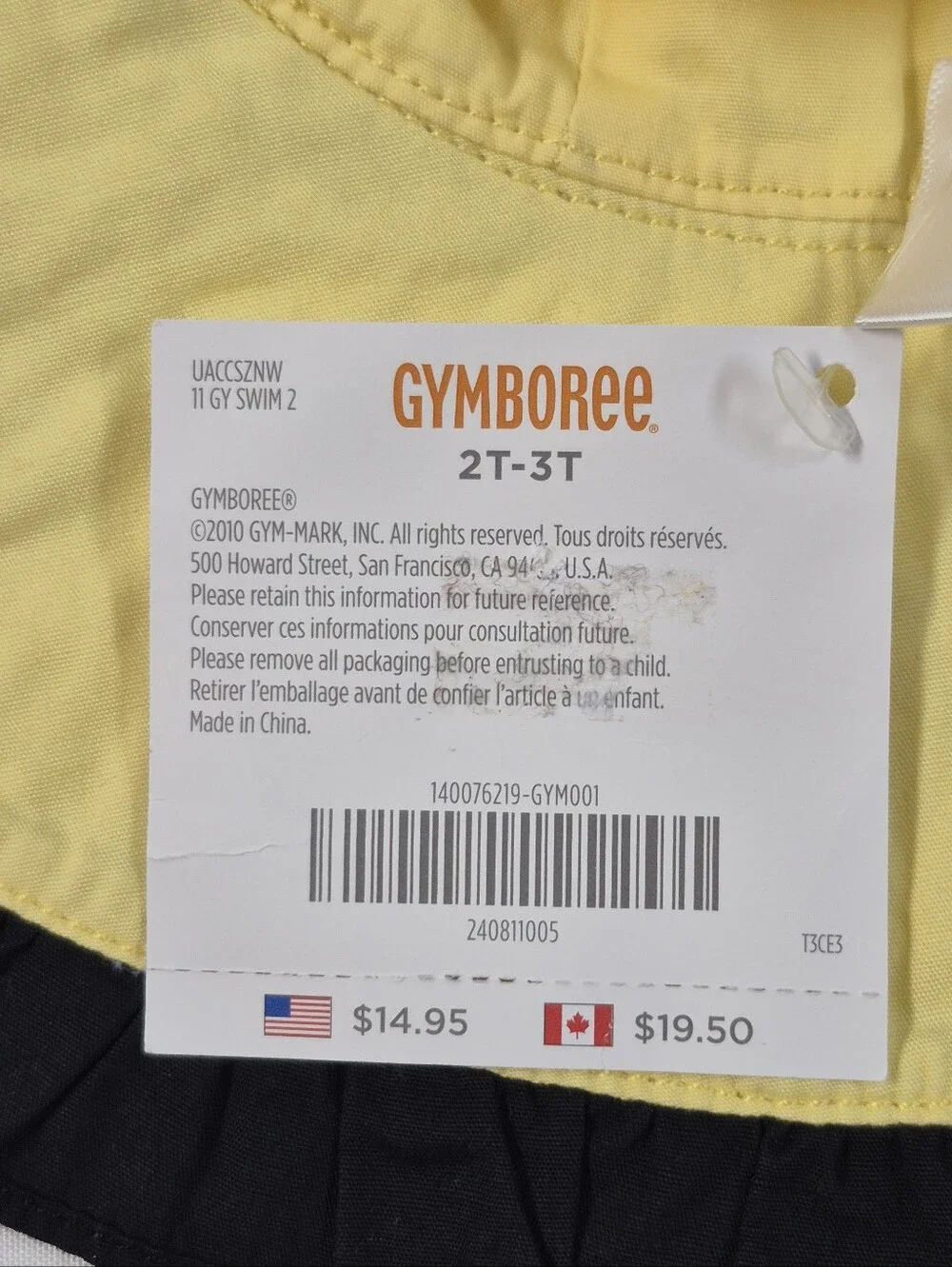 Gymboree Baby Girls Bumble Bee Ruffle Sun Hat Cotton Yellow Black Sz 2T-3T NWT